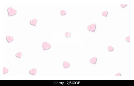 Valentine s paper confetti pink or purple hearts flying in the isolated white background. Pink or purple sign symbols of love border for Happy Mother Stock Vector