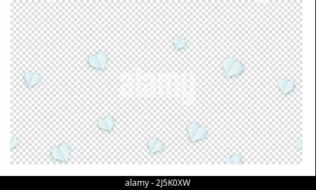 Valentine s paper confetti blue hearts flying in the isolated transparent background. Blue sign symbols of love border for Happy Mother s Day or roman Stock Vector