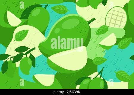 Green Mango elements seamless pattern abstract vector design background Stock Vector