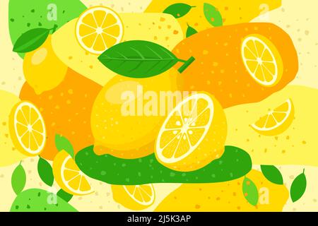Lemon elements seamless pattern abstract vector design background Stock Vector