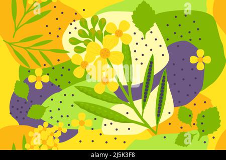 Mustard and seeds elements abstract seamless pattern vector design background Stock Vector