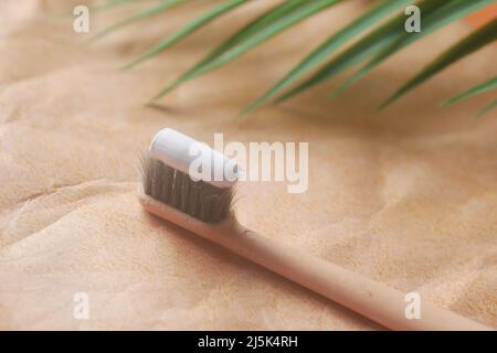 bamboo brush and paste on table  Stock Photo