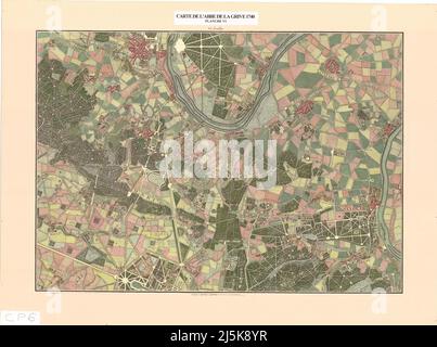 Vintage map of Paris and area around it from 17th/18th century. Maps are beautifully hand illustrated and engraved showing Paris at the time. Stock Photo