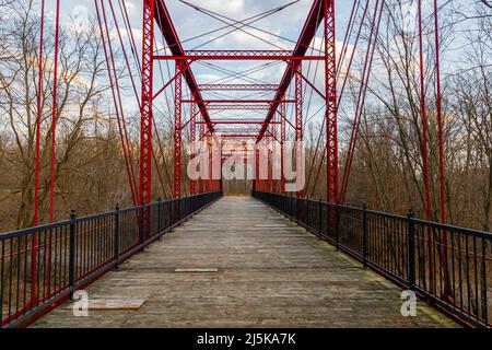 Charlotte Highway Bridge in Historic Bridge Park in Calhoun County, Michigan, USA Stock Photo