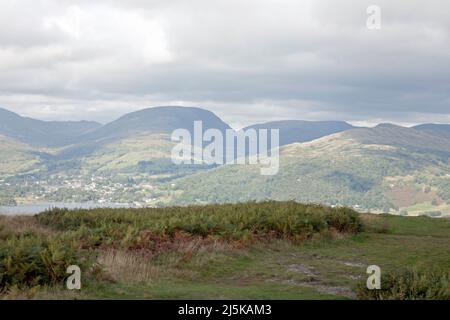 Seat Sanadal and Fairfield above Grasmere viewed from Letterbarrow near Hawkshead the Lake District Cumbria England Stock Photo