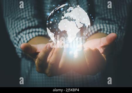 The concept of connecting the modern technology world using the investment in the Internet network. Stock Photo