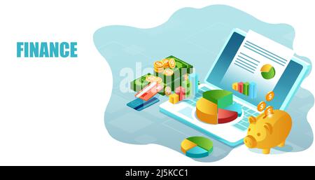 Financial account managing budget, savings and economy concept Stock Vector