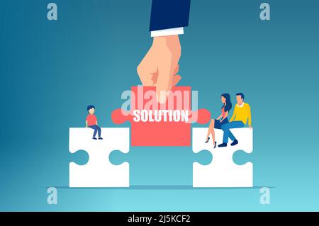 Vector of a hand bridging the gap in parents and their child communication, offering a solution Stock Vector