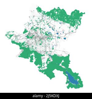 Sofia city plan, detailed vector map detailed plan of the city, rivers ...