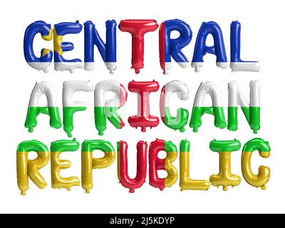 3d illustration of Central African Republic-letter balloons with flags color isolated on white Stock Photo