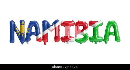 3d illustration of Namibia-letter balloons with flags color isolated on white Stock Photo