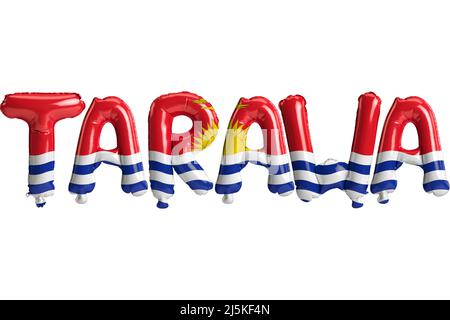 3d illustration of Tarawa capital balloons with Kiribati flags color isolated on white Stock Photo