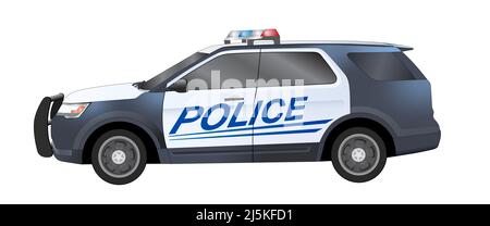 Police vehicle side view - Illustration Stock Photo