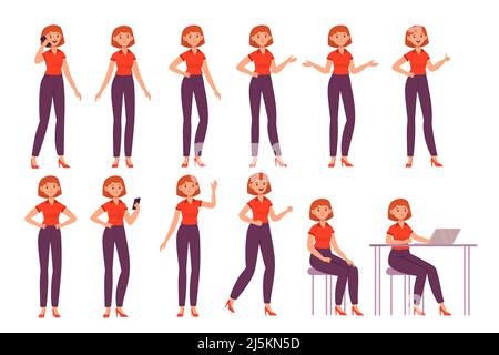 Cartoon female doctor character poses - Stock Image - Everypixel