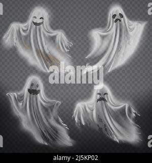 Realistic Halloween Ghosts Vector 3d Scary: vetor stock (livre de