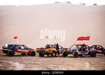 Doha, Qatar- April 22,2022: Off road buggy car in the sand dunes of the Qatari desert. Stock Photo