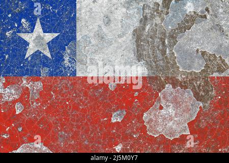 Chile flag on a damaged old concrete wall surface Stock Photo