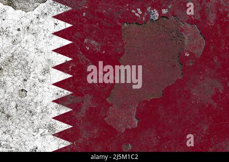 Qatar flag on a damaged old concrete wall surface Stock Photo