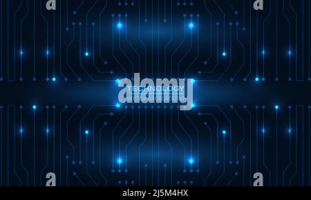 Abstract circuit board digital technology futuristic dark blue concept background. Electronic hi tech motherboard concept. Dark blue technologies Stock Vector