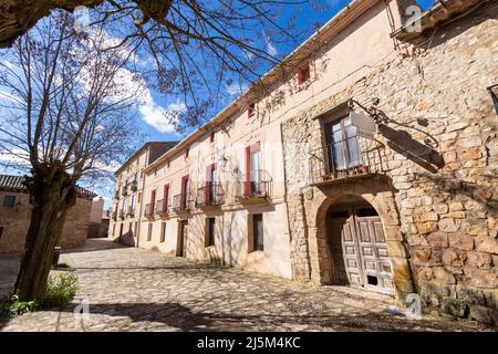 Medieval streets and facades in Medinaceli, historical town in Soria province, Spain. Stock Photo