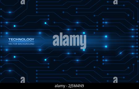 Abstract circuit board digital technology futuristic dark blue concept background. Electronic hi tech motherboard concept. Dark blue technologies Stock Vector