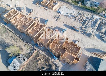 looking down on some new apartment buildings Stock Photo