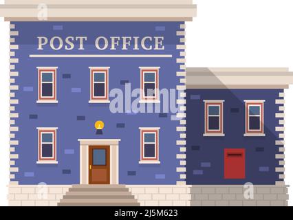 Post office icon. Old city building facade Stock Vector