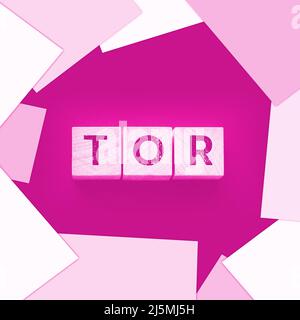 Tor anonymous by letters on a woden blocks on black. Business concept. Stock Photo