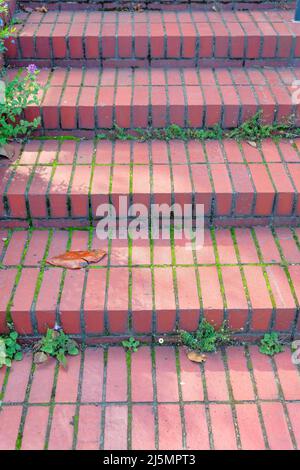 Red bricks outdoor staircase at San Francisco, California Stock Photo
