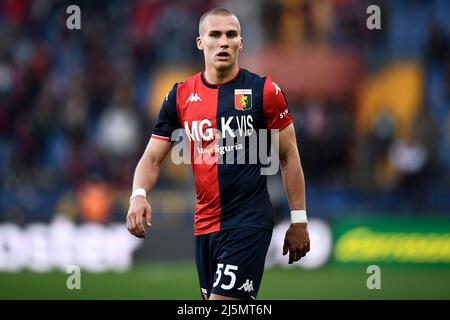 Genoa, Italy. 30 April 2022. Leo Ostigard of Genoa CFC in action during the  Serie A football match between UC Sampdoria and Genoa CFC. Credit: Nicolò  Campo/Alamy Live News Stock Photo - Alamy