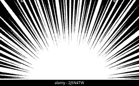 Radial motion speed lines for Manga comics or explosion drawing vector background. Stock Vector