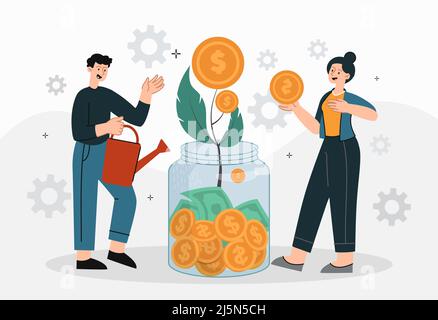 Man and woman with money Stock Vector