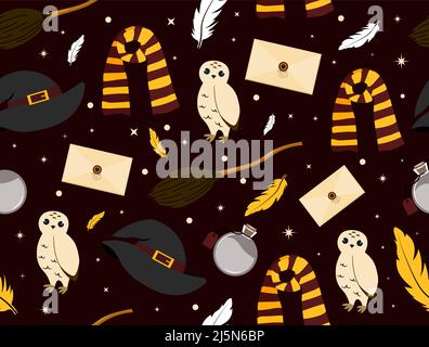 Seamless pattern magic school Stock Vector