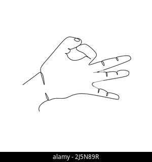 flick finger continuous line draw design vector illustration. Sign and symbol of hand gestures. Single continuous drawing line. Hand drawn style art d Stock Vector