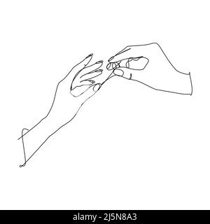 Continuous line draw design vector illustration. Sign and symbol of hand gestures. Single continuous drawing line. Hand drawn style art doodle isolate Stock Vector