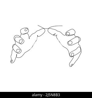 Continuous line draw design vector illustration. Sign and symbol of hand gestures. Single continuous drawing line. Hand drawn style art doodle Stock Vector