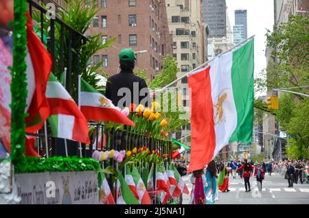 New York, New York, USA. 24th Apr, 2022. Iranian float on Madison Avenue during the annual Persian Day Parade on April 24, 2022 in New York City. (Credit Image: © Ryan Rahman/Pacific Press via ZUMA Press Wire) Credit: ZUMA Press, Inc./Alamy Live News Stock Photo