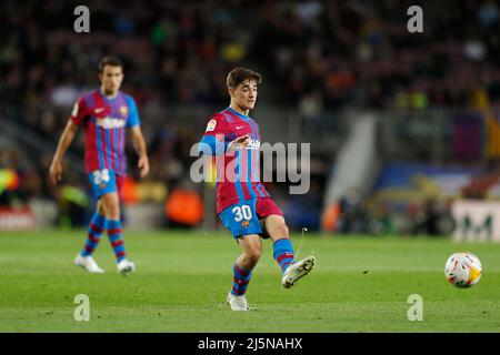 Barcelona, Spain. 24th Apr, 2022. Gavi (Barcelona) Football/Soccer : Spanish 'La Liga Santander' match between FC Barcelona 0-1 Rayo Vallecano at the Estadio Camp Nou in Barcelona, Spain . Credit: Mutsu Kawamori/AFLO/Alamy Live News Stock Photo