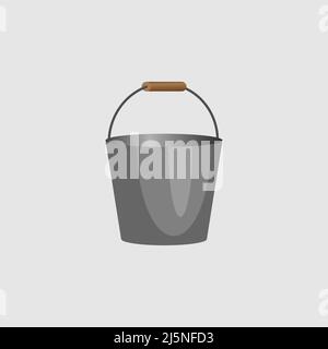Tin Bucket icon, flat style. - Vector Stock Vector