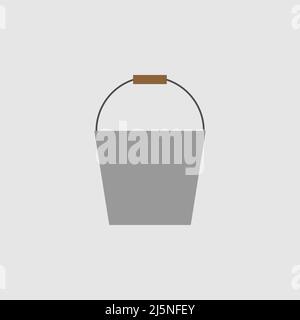 Tin Bucket icon, flat style. - Vector Stock Vector
