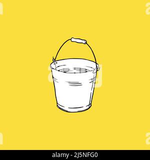 Tin Bucket illustration. Hand drawn. vintage style Stock Vector