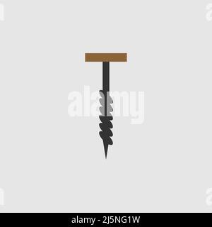 Auger icon, flat style. - Vector Stock Vector
