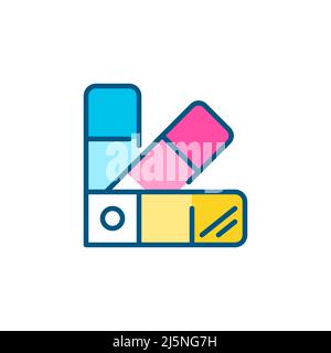 Color swatches palette on a binder. Pixel perfect, editable stroke color line icon Stock Vector