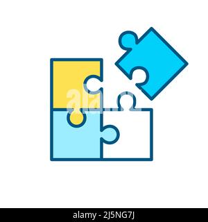 Puzzle icon. Pixel perfect, editable stroke line color art Stock Vector