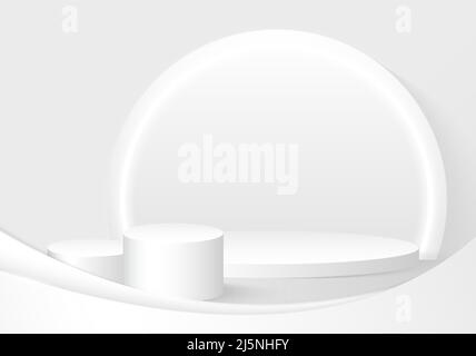 Abstract gradient white and gray artwork decorative template design. Overlapping with neon light effect background. Illustration vector Stock Vector