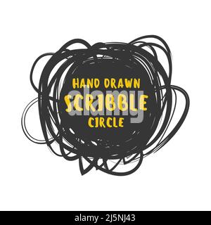 Hand drawn scribble colorful vector circle and label with text Stock Vector