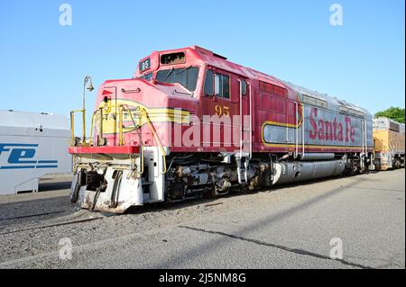 Perris,California, USA-April 24 2022: An EMD FP45 at Barstow station in California. Stock Photo