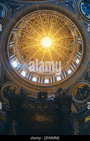 Monumental dome in the Papal Basilica of Saint Peter in Vatican City, Rome, Italy. Stock Photo