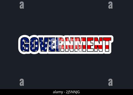 word Government american flag colors, election vote emblem badge sticker. Stock Vector