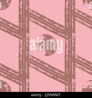 Abstract seamless pattern for textile and packaging design. Rough geometric pink color line in grunge graffiti style. Vector illustration, EPS10 easy Stock Vector